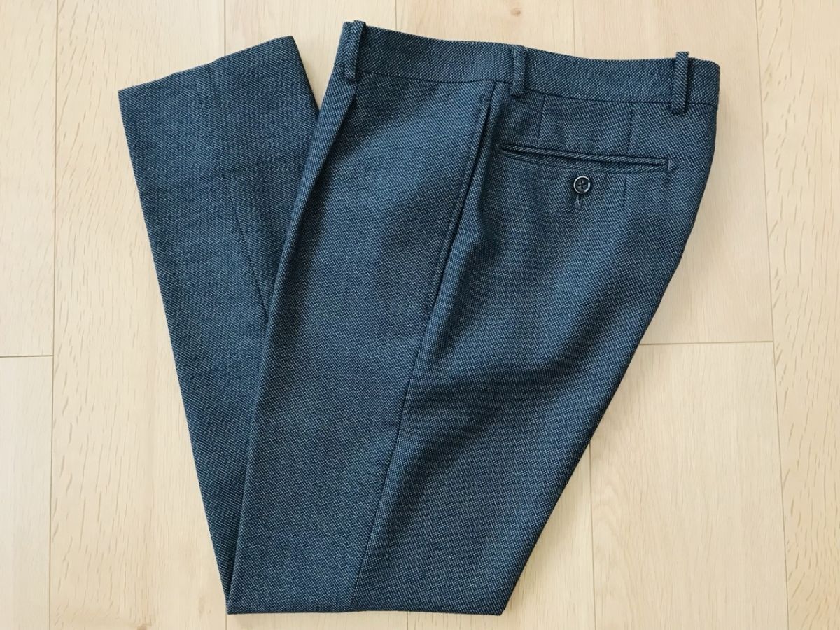 【美品】スーツセレクト*ウールパンツ*グレー系*76拍卖