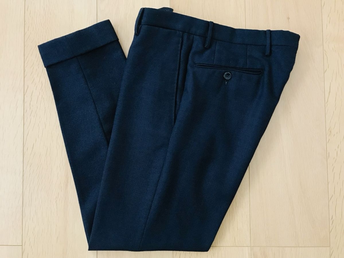 【良品】INCOTEX*ウールパンツ*ネイビー*42拍卖