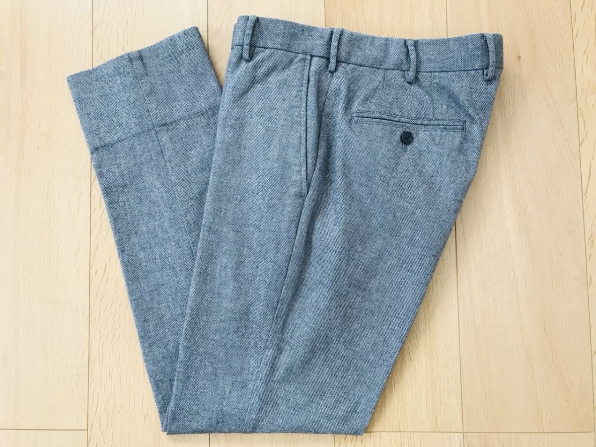 【良品】NEWYORKER*コットンニットパンツ*グレー*79拍卖