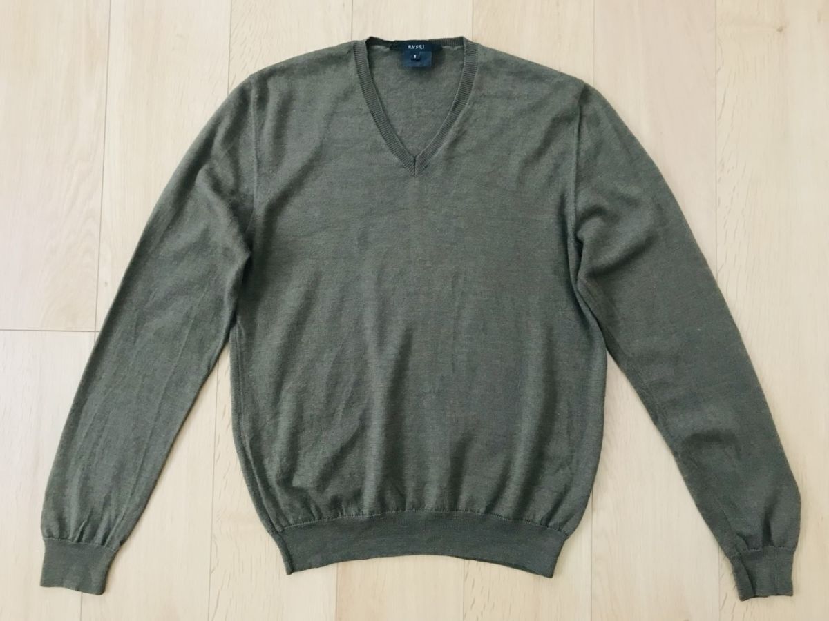 【良品】GUCCI グッチ*Vネックニット*カーキ*S拍卖