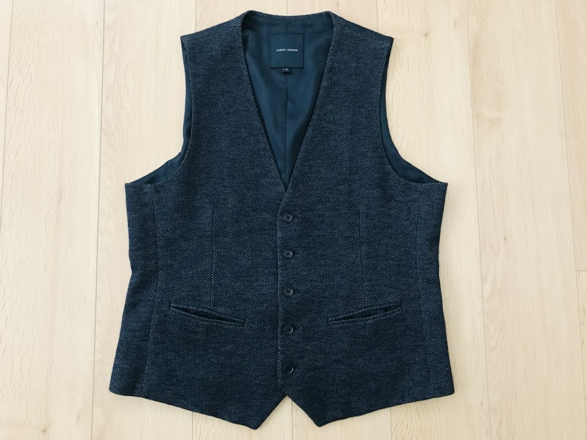【美品】JOSEPH HOMME*ウールニットベスト*濃グレー*50拍卖