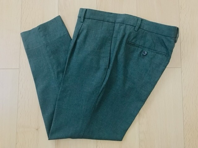 【良品】アバハウス★テーパードウールパンツ★渋グリーン★50拍卖
