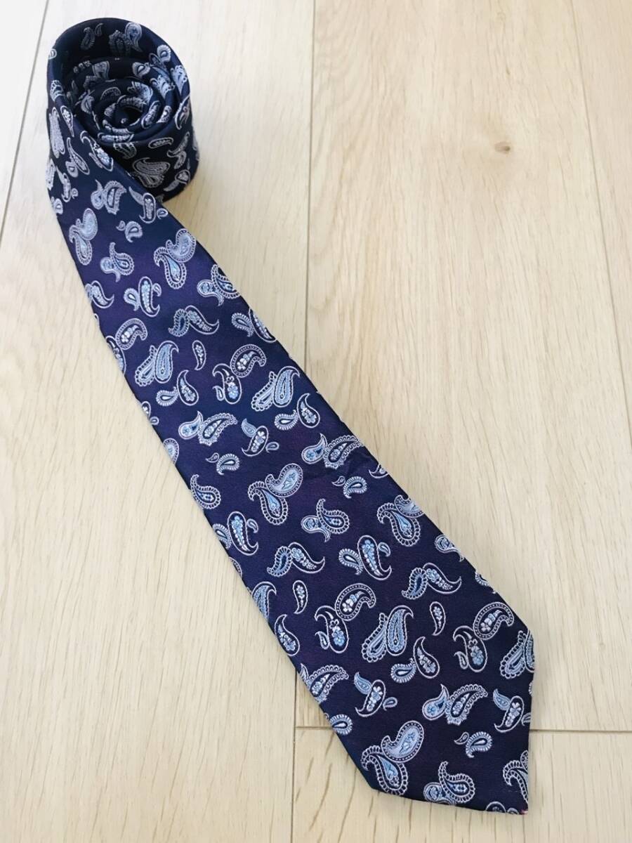 【良品】バーニーズニューヨーク*ペイズリー柄ネクタイ*渋紫拍卖