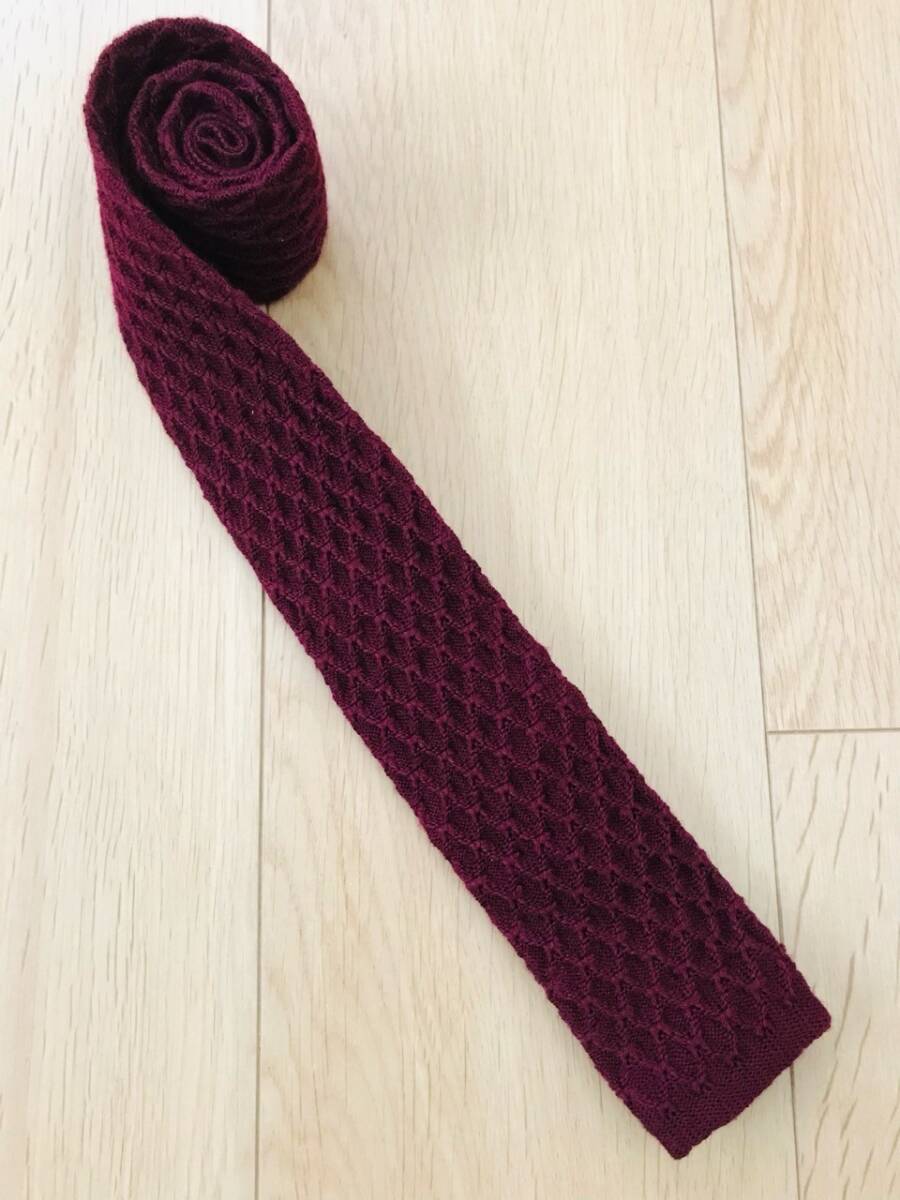 【良品】Brilla per il gusto*ニットネクタイ*エンジ*イタリア製拍卖