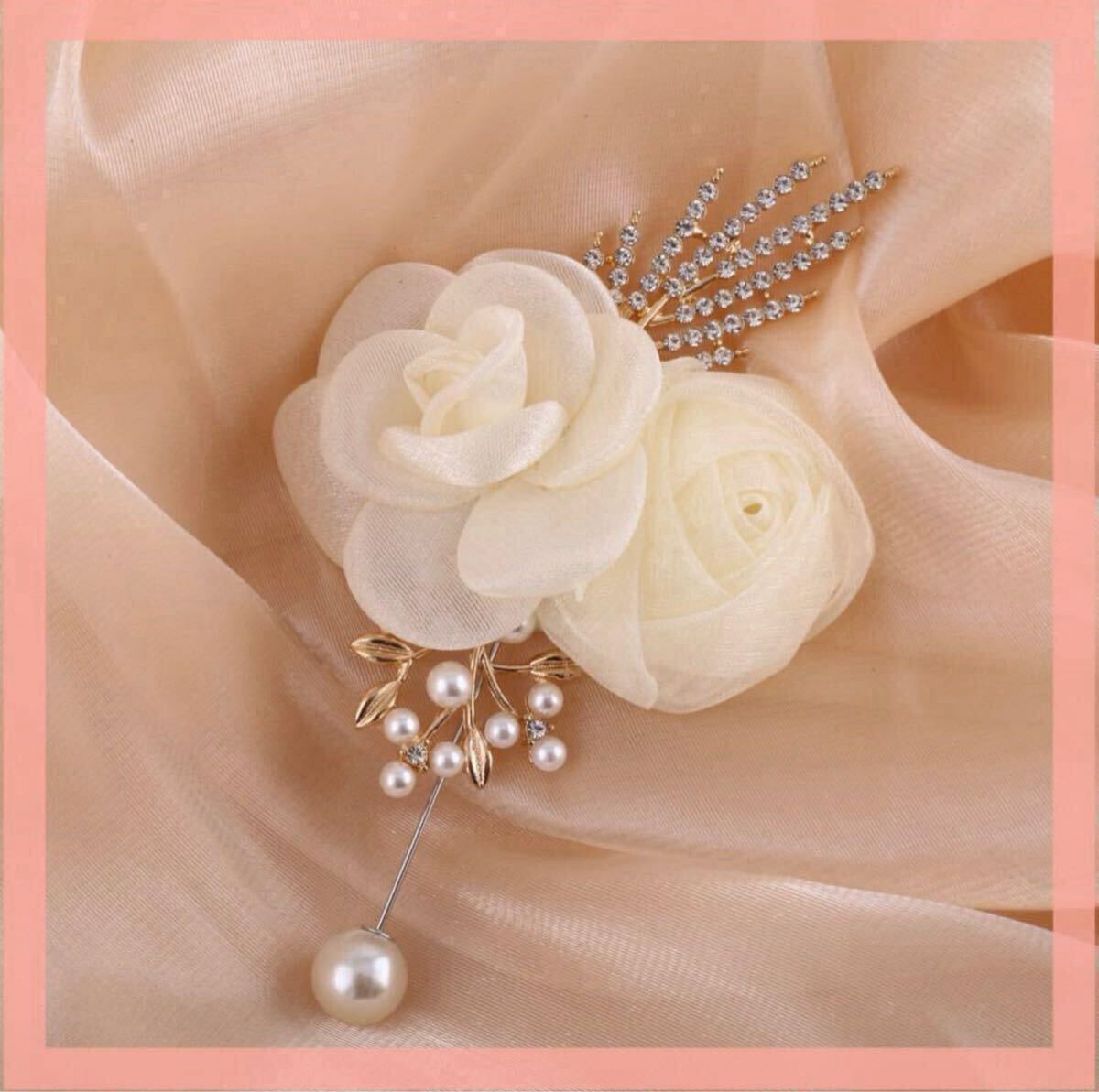 コサージュ ブローチ バラ ホワイト 結婚式 パーティー フォーマル 白 パール 入学式 卒業式 髪飾り ホワイト フラワー拍卖