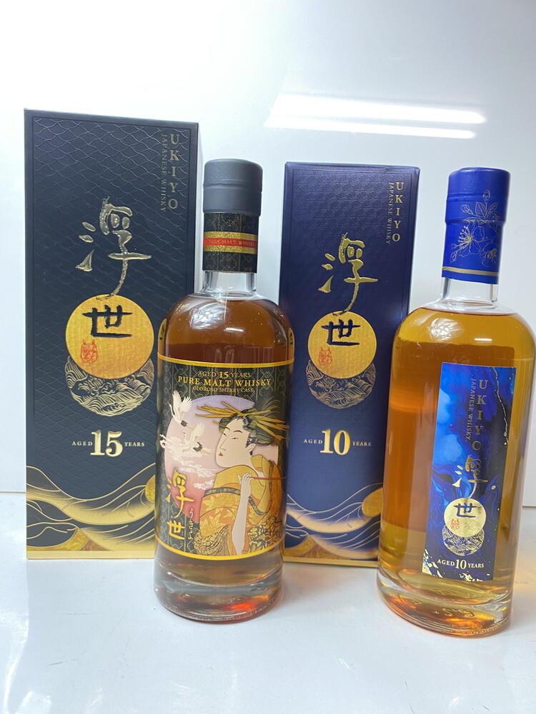 ICH (宮城県内のみ発送) 【現状渡し品】 未開栓 浮世ウイスキー 2本セット 10年/15年 700ml 43/45度 〈214-251105-AA-07-ICH〉拍卖