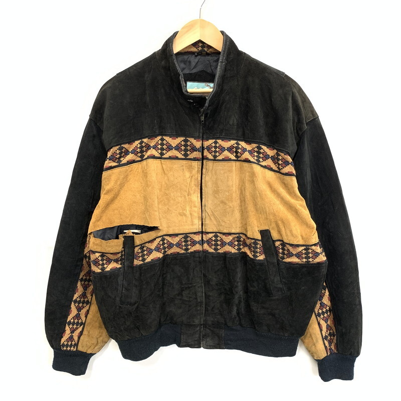FUZ【ジャンク品】ADLER アドラー ジャケット 90年代 ヴィンテージ ネイティブ柄 サイズL 破れあり〈145-250729-KY-11-FUZ〉拍卖