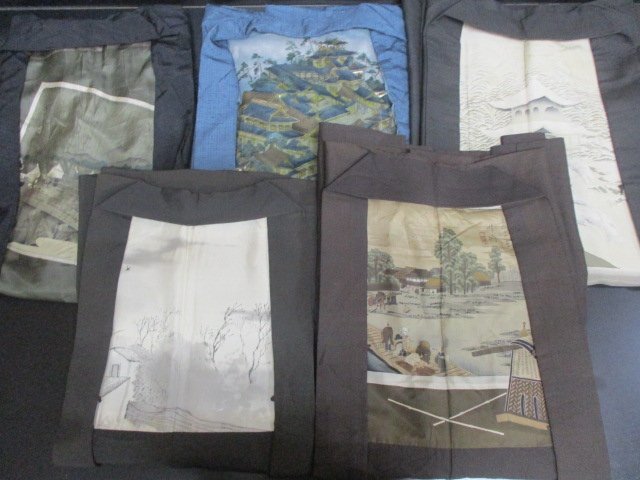 中古 カッコいい 正絹 絹 化繊 紋付 羽織 リメイク 羽裏 額裏 肩裏 裏地 男性用 まとめて5点 和装 和服 和柄 お稽古 初心者【夢職】☆☆☆拍卖