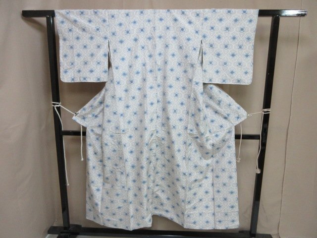 1円 良品 大島紬 正絹 着物 和服 和服 草花 オリエンタル文様 幾何学 抽象 お洒落 高級 袷 身丈147cm 裄63cm【夢職】★拍卖