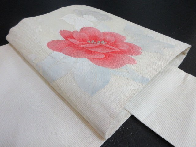 1円 良品 名古屋帯 正絹 和装 和服 草花 六通柄 九寸帯 長さ366cm【夢職】★拍卖