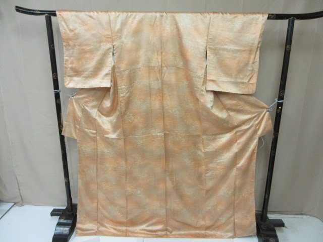 1円 中古 訪問着 正絹 着物 縮緬 式典 和装 和服 芝草 葦 草花 グラデーション 高級 袷 身丈161cm 裄64cm【夢職】★拍卖