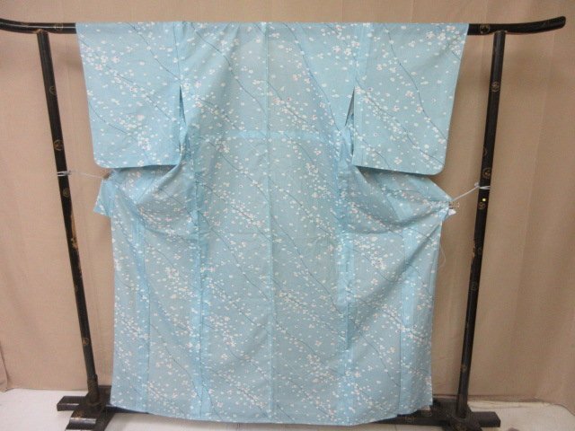 1円 中古 小紋 正絹 着物 縮緬 和服 和服 草花 幾何学 点 夏物 お洒落 高級 単衣 身丈149cm 裄65cm【夢職】★拍卖