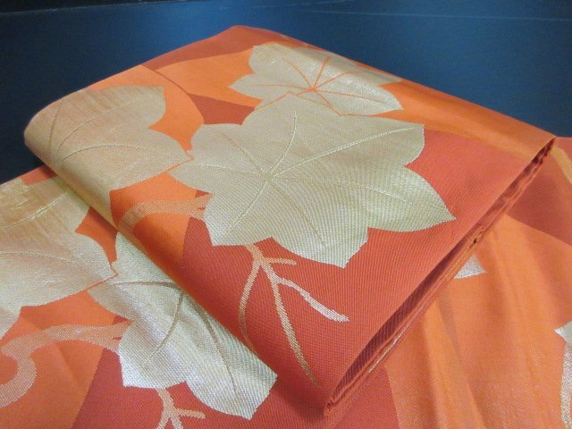 1円 良品 袋帯 正絹 和装 和服 枝花 紅葉 お洒落 六通柄 長さ434cm【夢職】★拍卖