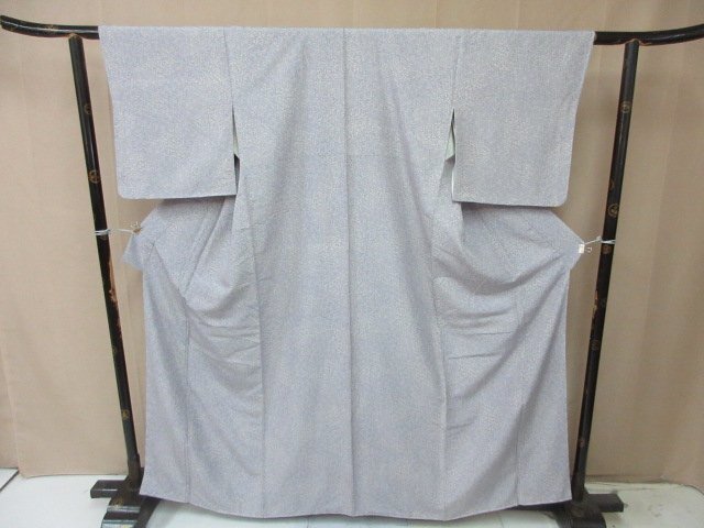 1円 中古 小紋 正絹 着物 縮緬 和服 和服 草花 萩 仕立て糸付 お洒落 高級 袷 身丈150cm 裄65cm【夢職】★拍卖