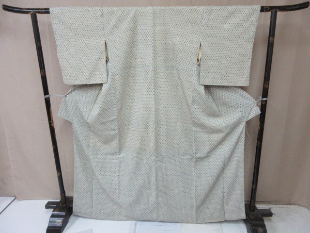 1円 中古 小紋 正絹 着物 縮緬 和服 和服 幾何学 抽象 お洒落 高級 袷 身丈157cm 裄64cm【夢職】★拍卖