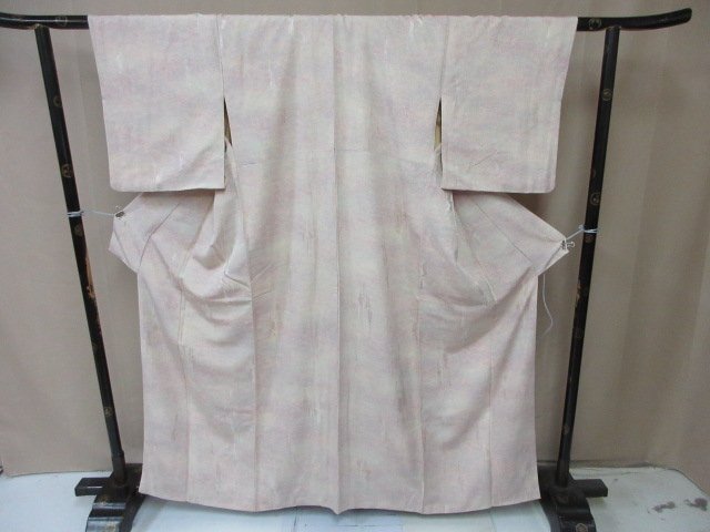 1円 中古 小紋 正絹 着物 縮緬 和服 和服 グラデーション 幾何学 アンティーク お洒落 高級 袷 身丈150cm 裄63cm【夢職】★拍卖