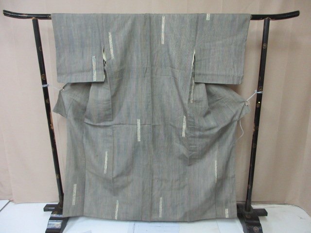 1円 中古 小紋 正絹 着物 縮緬 和服 和服 縞 短冊 草花 お洒落 高級 袷 身丈154cm 裄62cm【夢職】★拍卖