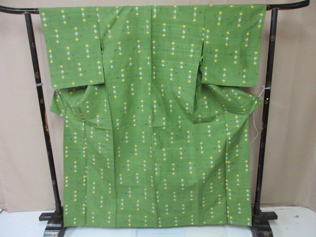 1円 中古 小紋 正絹 着物 紬 和服 和服 アンティーク 燕 絣 お洒落 高級 袷 身丈154cm 裄68cm【夢職】★拍卖