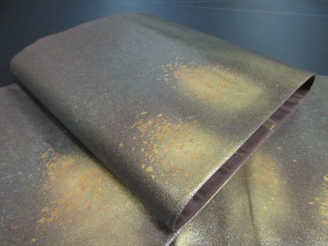 1円 良品 袋帯 正絹 和装 和服 グラデーション 幾何学 お洒落 六通柄 長さ434cm【夢職】★拍卖