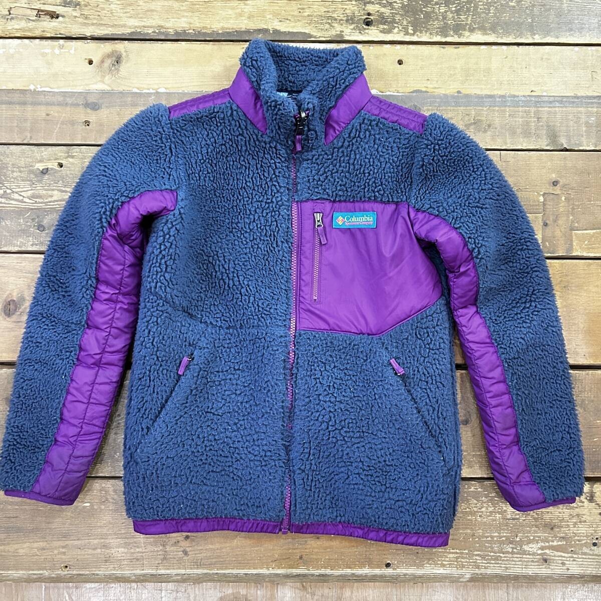 キッズ columbia / コロンビア アーチャーリッジ リバーシブル フリースジャケット ネイビー mサイズ ジップ ポリエステル used拍卖