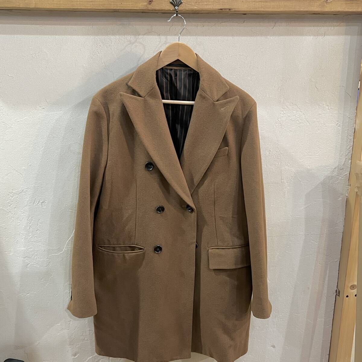 J.FERRY/ジェイフェリー ダブルブレストジャケット ロングコート ウールコート ブラウン ストライプ メンズ サイズ48 used拍卖