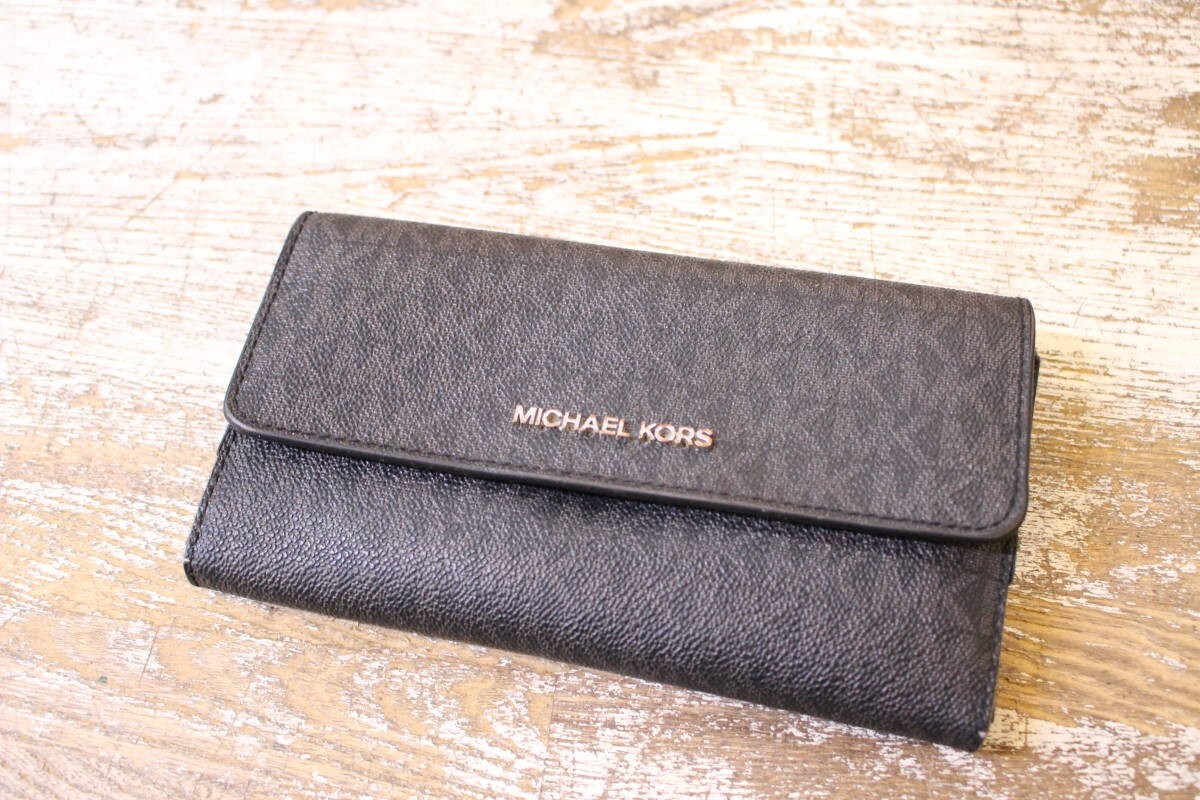 ●MICHAEL KORS/マイケルコース JET SET TRAVEL LG TRIFOLD 財布 長財布 35F8STVF3B ブラック レディース コレクション ウォレット●拍卖