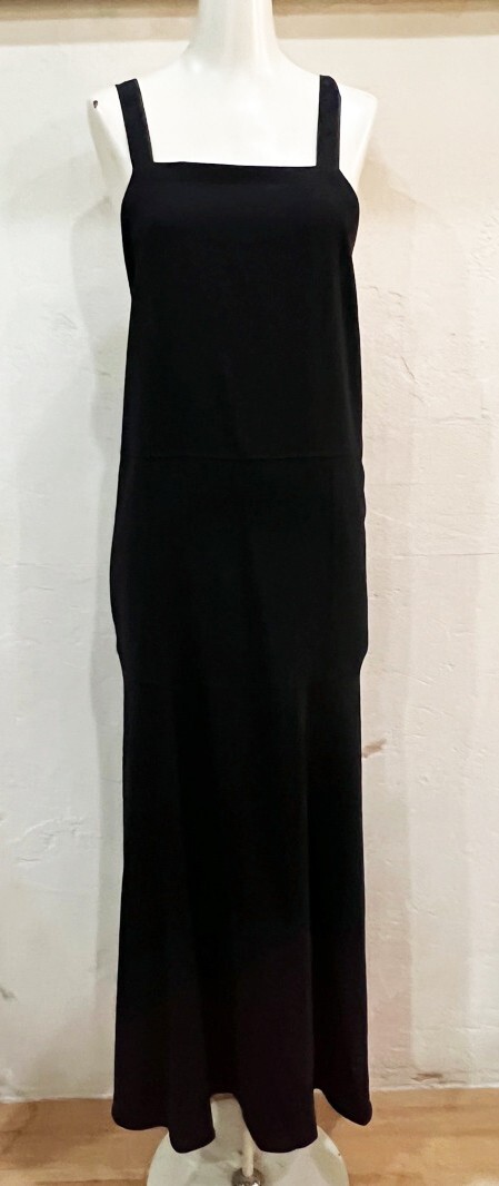 T97★スコットクラブ取扱 Aga/アーガ バックリボンロングキャミワンピ オールイン ワンピース ブラック レディース FREEサイズ(M程度)★拍卖