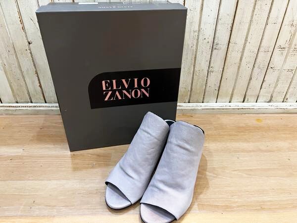 R44★ELVIO ZANON/エルビオザノン シープスキン サボ風レザーサンダル ラベンダー(グレー系) レディース サイズ36 カジュアル USED ★拍卖
