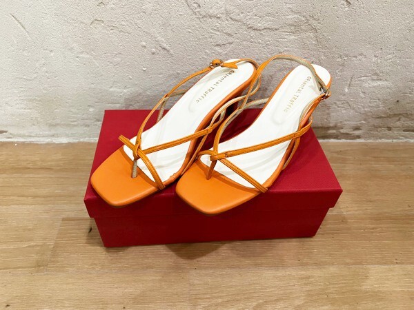 ORiental TRaffic/オリエンタルトラフィック スクエアトゥレースアップミュールサンダル オレンジ レディース カジュアル拍卖