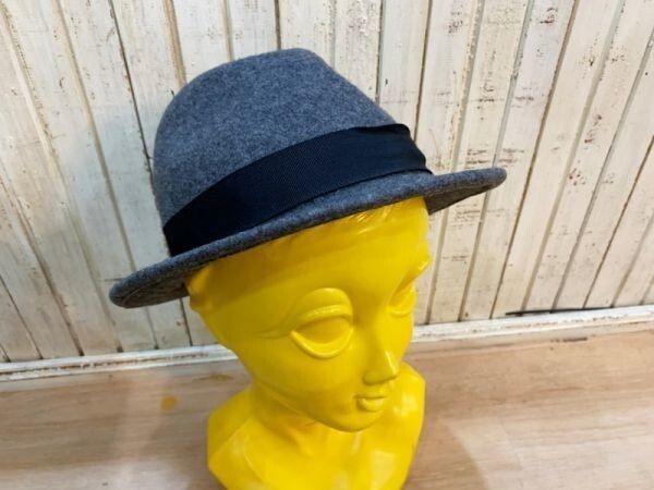 1322★X-girl/エックスガール ウールリボン中折れハット チャコールグレー系 ONESIZE レディース 秋冬 USED ★拍卖