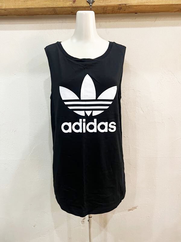 1246★adidas/アディダス オリジナル トレフォイル タンクトップ LOOSE TREFOIL TANK チュニック レディース ブラック サイズOT USED ★拍卖