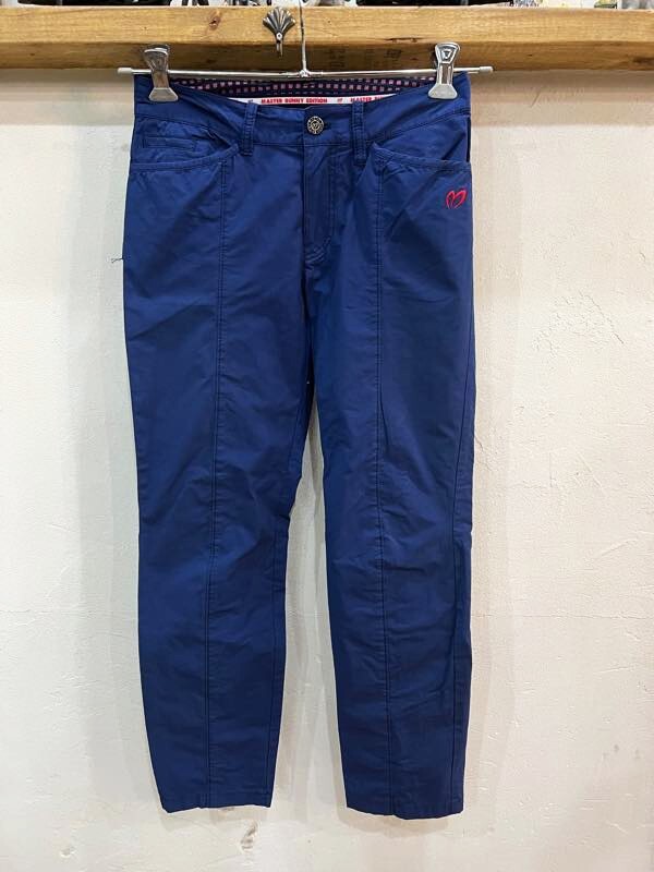B45★MASTERBUNNY/マスターバニー センタータックワンポイント刺繍ナイロンパンツ ゴルフパンツ レディースゴルフウェア ネイビー 0 ★拍卖