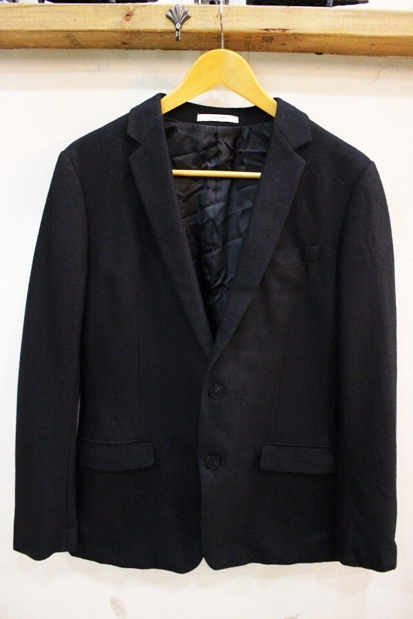Q56★CalvinKlein PLATINUM/カルバンクラインプラチナム ウール混シングルジャケット メンズ カジュアルジャケット サイズ38 ブラック拍卖