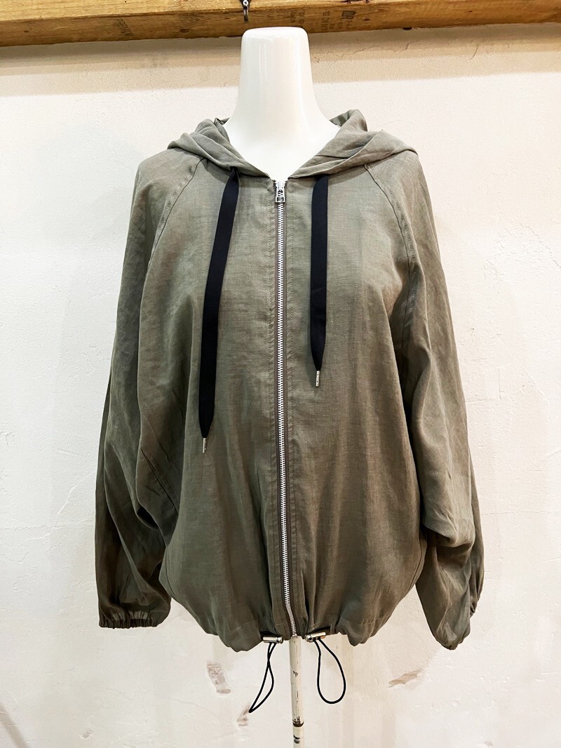 359★GrandTable/グランターブル バッグ切替デザインライトジャケット カーキ レディース 9号 ドローコード ジャケット カジュアル ★拍卖