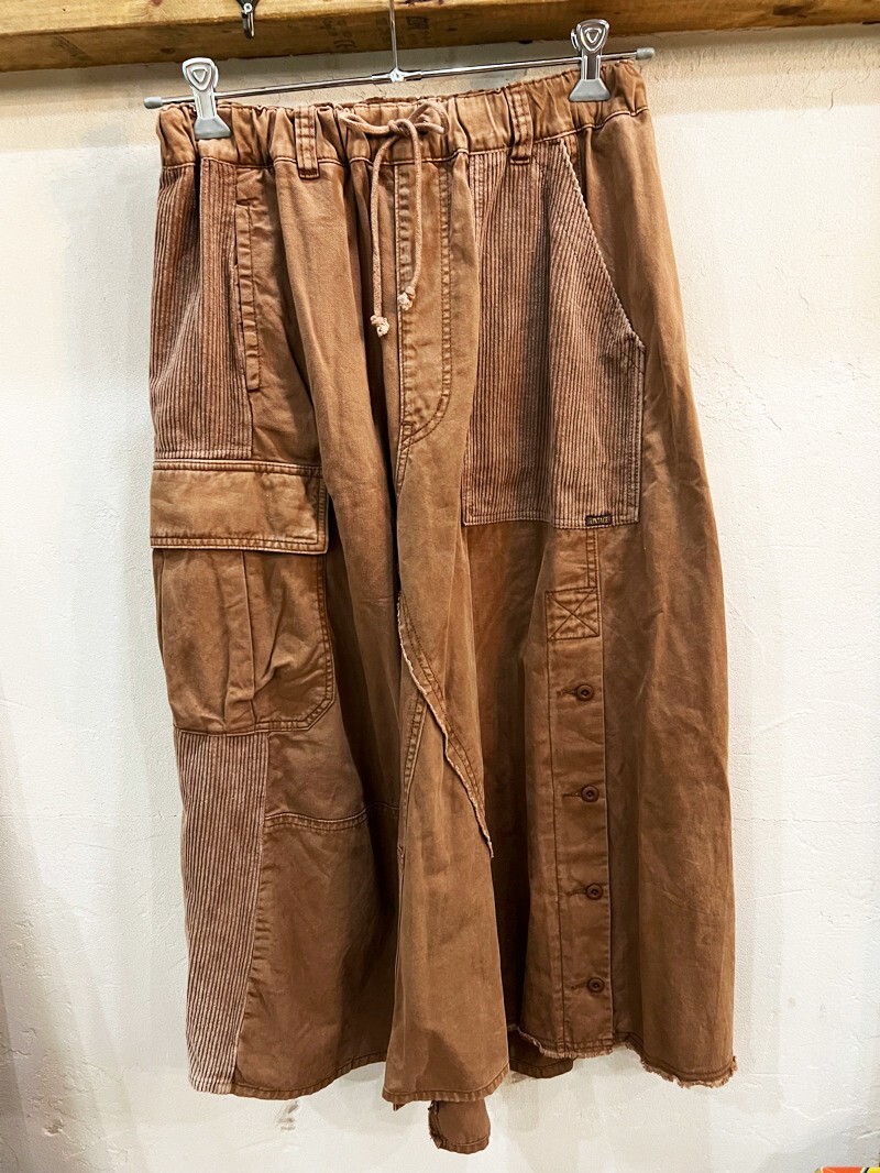 L36★TOBILA/トビラ (CUBE SUGAR キューブシュガー) パッチワークデザインレディースロングスカート カジュアル ボトム ブラウン USED★拍卖