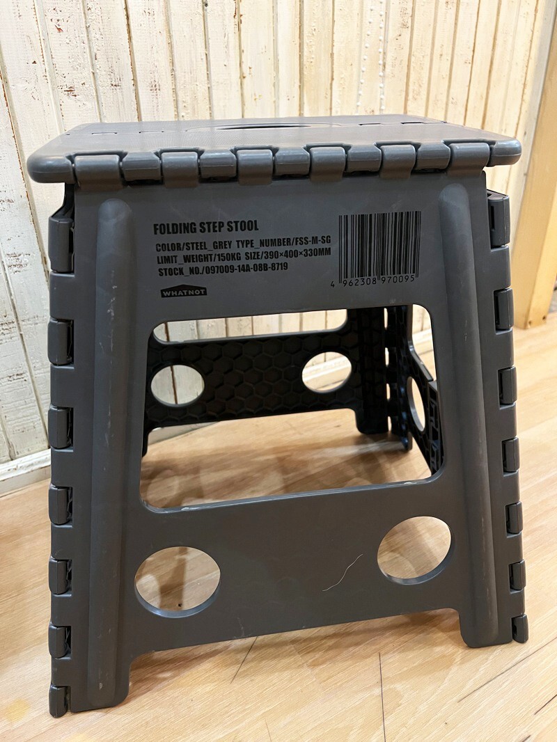 WHAT NOT/ワットノット FOLDING STEP STOOK 折り畳みスツール フォールディングステップ 椅子 グレー アウトドア キャンプにも USED拍卖