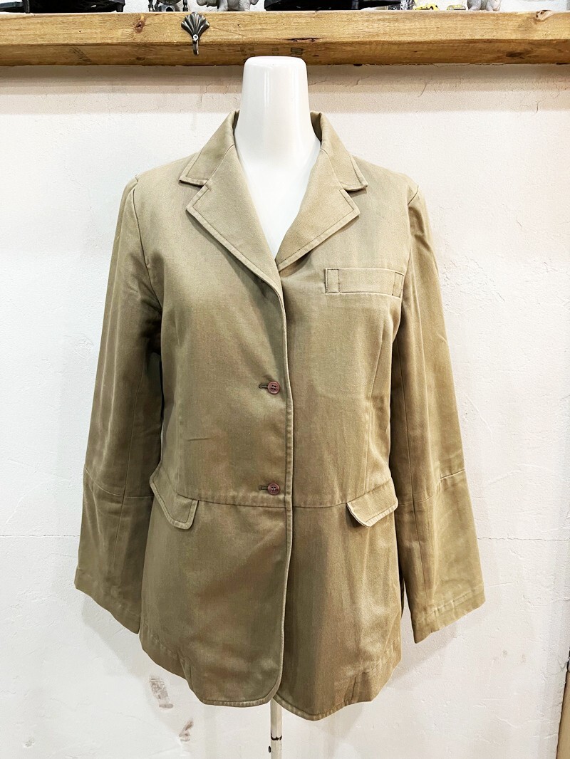 X52★SHIPS/シップス コットンベーシックウッドボタンジャケット ブラウン系 サイズ2 カジュアル レディース ジャケット USED ★拍卖