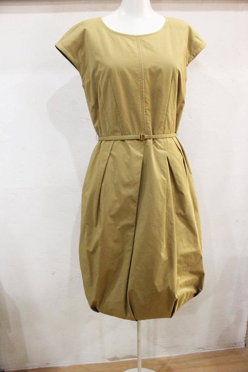 N8☆Coomb/クーム ダウンフェザー混ノースリーブワンピース size38(Mサイズ程度) レディース キャメル ダウン 古着 used☆拍卖