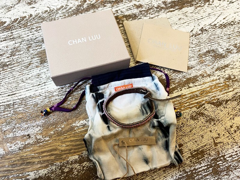 CHAN LUU/チャンルー 3連ビーズレザーブレスレット ビーズアクセサリー ラップブレスレット レディース アクセサリーピンク×ブラウン系拍卖