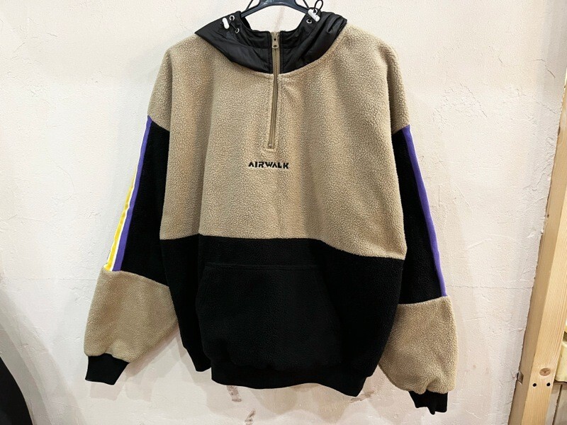 ☆AIRWARK/エアウォーク フリース切替ハーフパーカー sizeM メンズ ベージュ×ブラック ストリート 古着 used☆拍卖