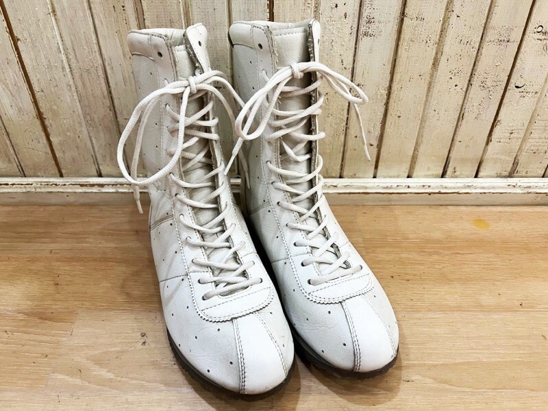 263★レア!! le coq sportif /ルコックスポルティフ レースアップスニーカーブーツ ホワイト レディース ブーツ スニーカー 23.5cm USED★拍卖