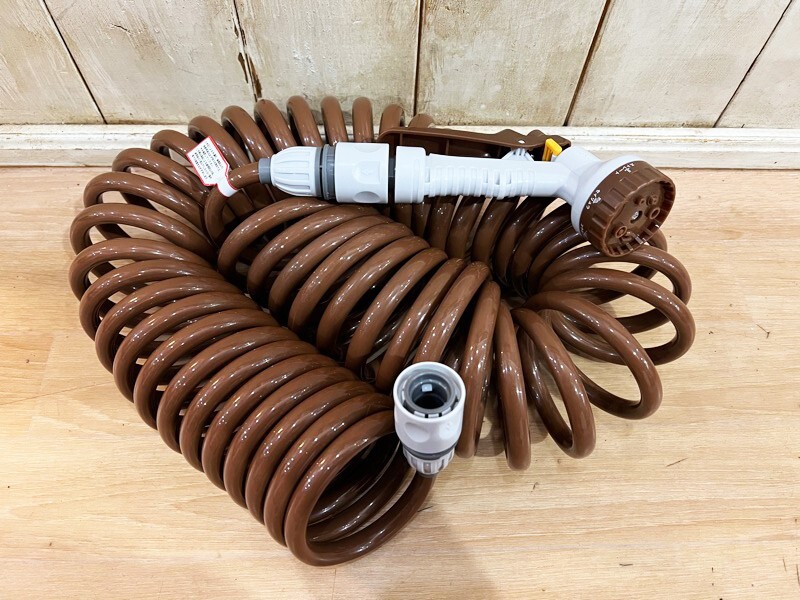 ★未使用 GRENNLIFE/グリーンライフ コンパクトカールホース スパイラルホース 園芸 ガーデニング ノズル水形/7種類 ブラウン 家庭用★拍卖