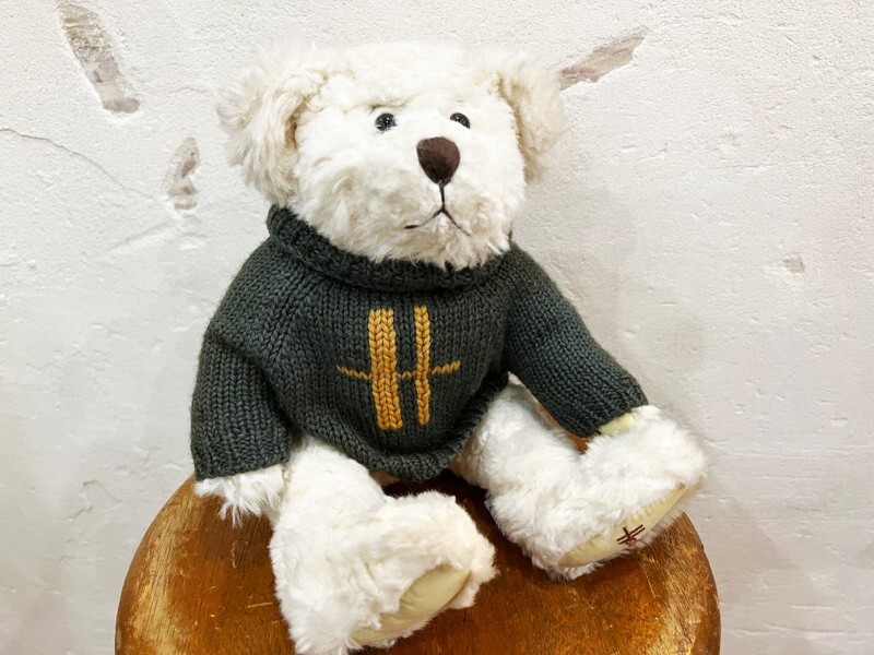 Harrods/ハロッズ H刺繍セーター ホワイトベアー テディベア 約22cm 英国 インテリア コレクション拍卖