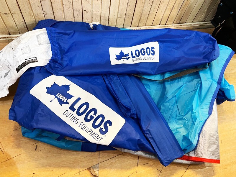 1シーズン数回程の使用 LOGOS/ロゴス 砂よけサンシェードーLサイズ ブルー アウトドア キャンプ デイキャンプ ピクニック拍卖