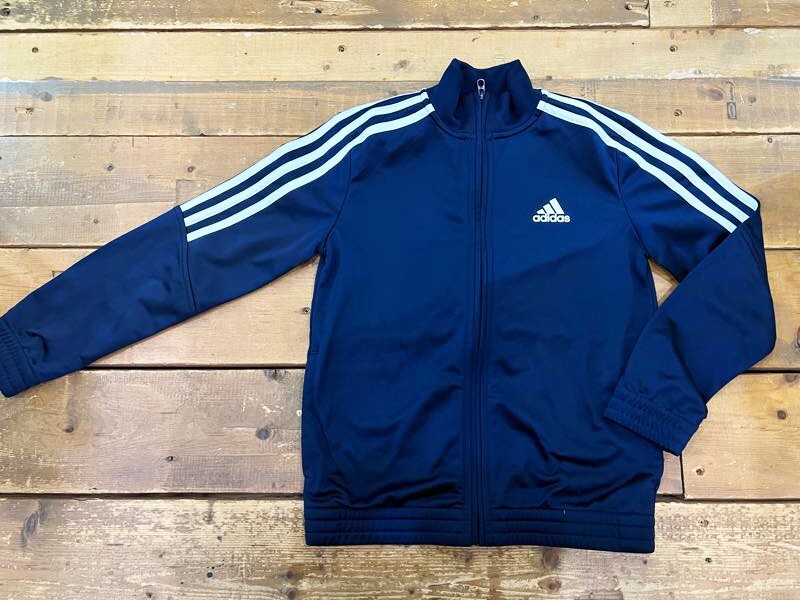 3015★adidas/アディダス 3ライン袖切り替えトラックジャケット キッズサイズ140 ネイビー系 ジャージ 男の子用 子供服 スポーツ ★拍卖