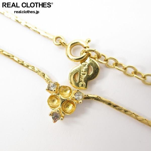 Christian Dior/クリスチャン ディオール 3ストーン ネックレス ゴールドカラー /UPK拍卖