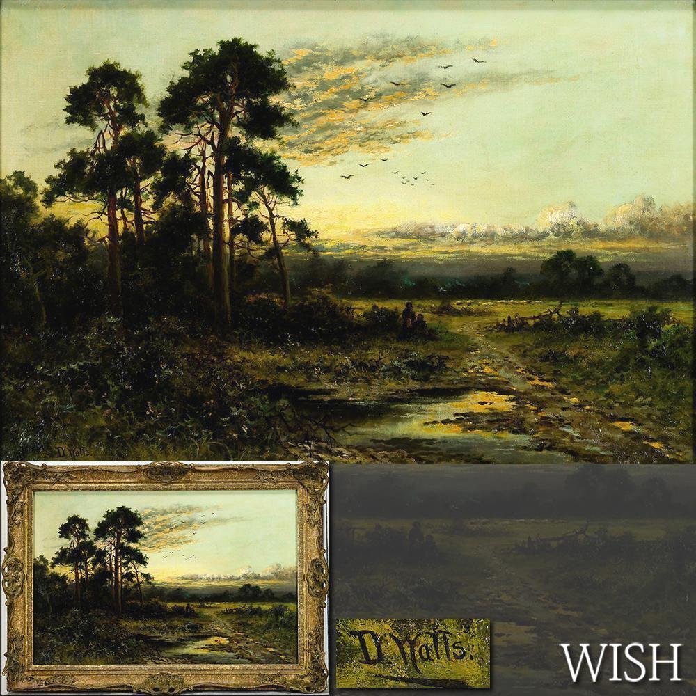 【真作】【WISH】デヴィッド・ワッツ David Watts 油彩 20号大 大作 ◆古き欧州風景貴重名画 〇1918年-1938年 夭折の画家 #25103238拍卖