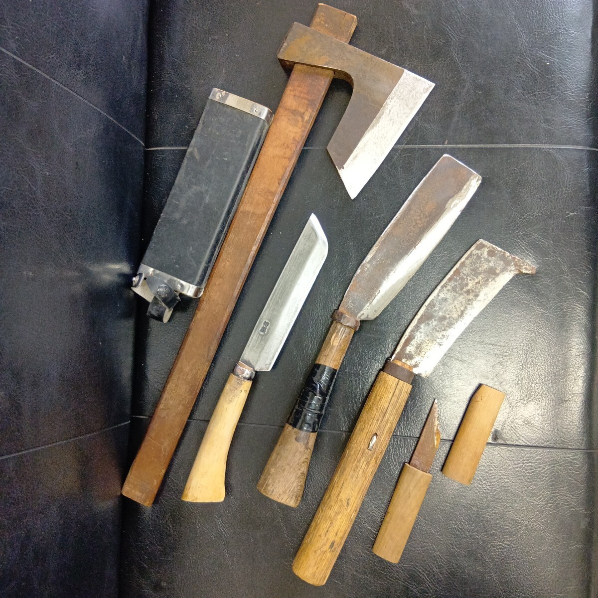 鉈 ナタ 斧 剣鉈 古道具 薪割り 山師放出品 大工道具 計5点拍卖