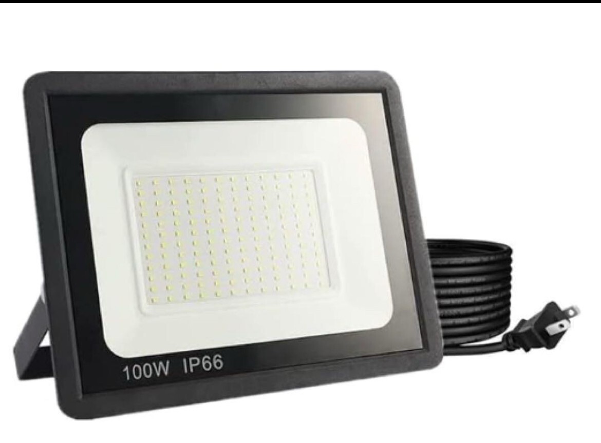 2台 P66防水 LED 投光器 作業灯 100V/200V 85-265V対応 100W 15000LM フラッドライト 省エネ 高輝度 アース付きプラグ PSE適合 1.8Mコード拍卖