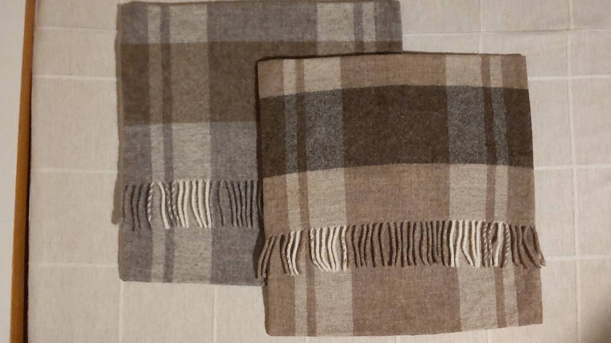 無印良品 チェック柄 ウールクッション カバー 2枚セット MUJI 43センチ拍卖